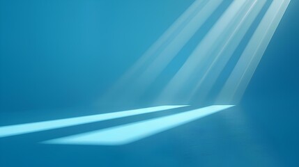 Wall Mural - on a blue gradient background, several small beams with clear edges, located in the upper corner of the composition, minimalist style. Presentation, product promotion wallpaper. generative AI