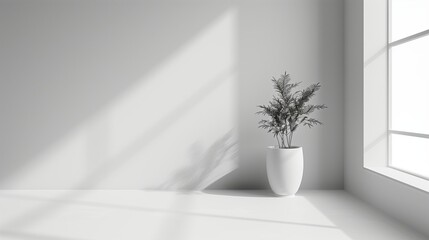 Canvas Print - a plant sits in a pot on the floor next to a window