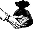 Bag of Riches Secure Hands with Money Emblem Currency Hold Hands Holding Cash Icon