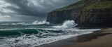 Fototapeta Maki - AI generated illustration of a hyper-realistic scene of stormy waves