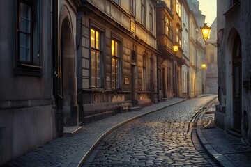 Canvas Print - a street that has light at the end and buildings along it