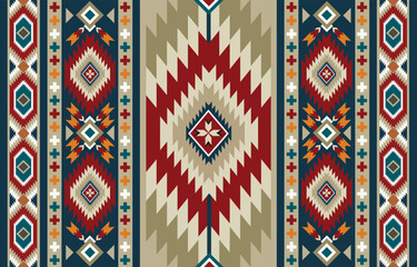 Wall Mural - Ethnic tribal  colorful background. Seamless tribal pattern, folk embroidery, tradition geometric ornament. Tradition Native  design for fabric, textile, print, rug, paper