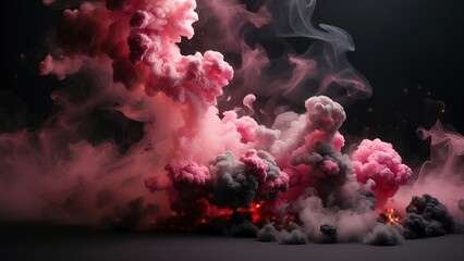 pink and black smoke mist clouds background. beautiful dark smokey wallpaper. abstract misty header 