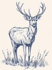 Hand-drawn doodle of a deer in hunting style.