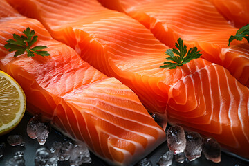 Tasty arctic char fillet on a fresh fish market