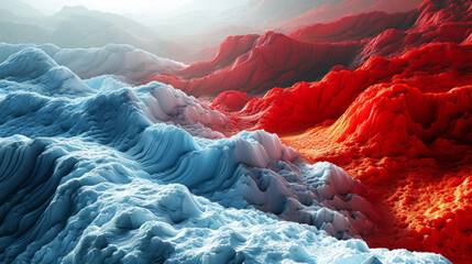 Wall Mural - abstract kinetic art style background with monochromatic red and blue palette