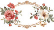 Frame oval vintage baroque flowers vector Flat vector