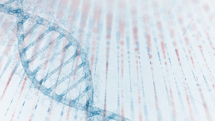 Wall Mural - abstract digital dna molecule on futuristic white blurred illustration background.