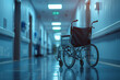 © Atchariya63 - Empty wheelchair in hospital corridor, Lud panoramic view, blurred background, space for text
