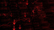 Red negative business infographic animation on a dark black copy space illustration background.