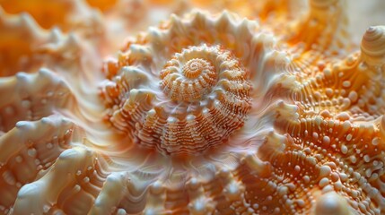 Wall Mural - Textures and Patterns: A photo macro close-up of the intricate patterns and textures on a seashell,