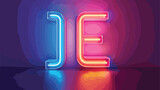 Fototapeta  - Neon light letter isolated icon Vector illustration illustration