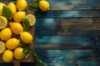 Lemons on a wooden board and space for text, lemon on a wooden background, lemon closeup, lemon, healthy food, lime on a wooden table