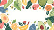Healthy food decorative frame. Background with avocad