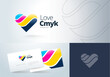 Logo Heart Love CMYK. Print theme. And business card. Template design vector.