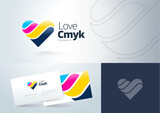 Fototapeta  - Logo Heart Love CMYK. Print theme. And business card. Template design vector.