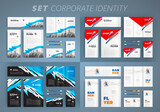 Fototapeta  - Set Corporate Identity template cover flyer, tri-fold, banner, roll up banner, business card