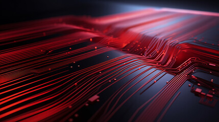 Wall Mural - Advanced stage design, chip texture minimalism, technological sense, red gradient tone