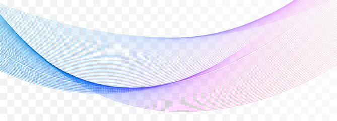 Wall Mural - Abstract backdrop with colorful wave gradient pink lines on transparent background. Dynamic sound wave.  Modern wavy stripes lines flowing curve gradient color. Technology, music, science, A.I. Vector