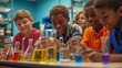 © Oskar Reschke - Classroom filled with Afrom-American students engaged in hands-on science experiments, showcasing the excitement and curiosity that comes with interactive learning.