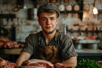 meat seller butcher young man