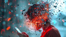 A Person Being Attacked By Negative Comments Flying Out Of A Smartphone, Illustrating The Impact Of Social Media Backlash