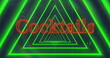 Image of neon orange cocktail text banner over triangular tunnel in seamless pattern