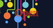 Image of neon red open text banner over colorful network of connections on black background