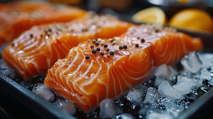 Poster -  raw salmon fillets and spices