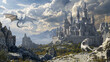 3D Created and Rendered fantasy Landscape with Dragons