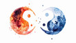 Watercolor sigh of Yin and yang Flat vector isolated