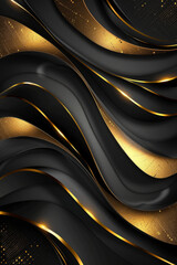 Wall Mural - Abstract template featuring gold and black stripes with a touch of golden elements, creating a luxurious and modern aesthetic.