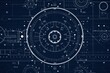 Navy Blueprint background vector illustration with grid in the style of white color, flat design, high resolution photography