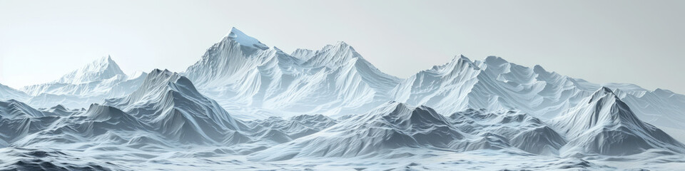 Canvas Print - Panorama of snowy mountain peaks, dramatic scene