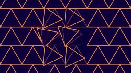 Poster - Wave transformation of orange triangular shapes. 3d rendering loop animation 4K
