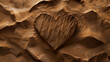 A heart-shaped imprint on a textured sandy surface with natural light and shadows.