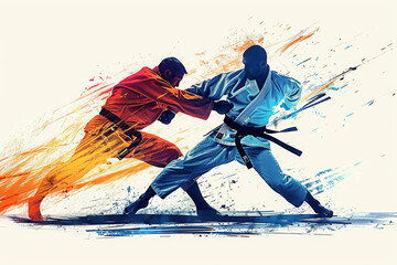 Wall Mural - Mixed martial arts fight illustration.