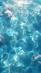 Top view of clear and blue water in pool clear and blue, cartoon style mobile phone wallpaper