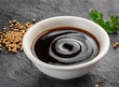 Soy sauce bowl isolated, closeup