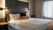Modern guest room with stylish decor and cozy atmosphere in a luxury hotel