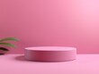 Pink minimal background with cylinder pedestal podium for product display presentation mock up in 3d rendering illustration