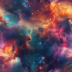 Wall Mural - A colorful space background with many stars and clouds