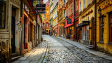 Fototapeta Fototapeta uliczki - Colorful old town Cobblestone streets of historic town