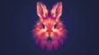   A digital image of a rabbit's head in pink and orange hues against a dark backdrop, framed by a black border