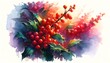 Watercolor Painting of Winterberry Holly Flowers