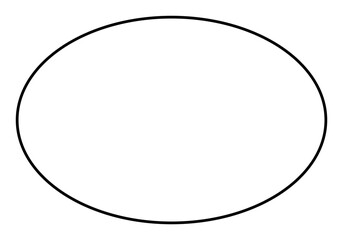 Wall Mural - ellipse shape symbol, black and white vector outline illustration