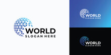 Triangle Geometric Polygonal Globe Vector Logo Design With Modern, Simple, Clean And Abstract Style.