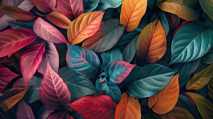 Wall Mural - Colorful Autumn Leaves Seamless Pattern Background