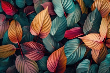Wall Mural - Colorful Autumn Leaves Seamless Pattern Background