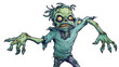 Scary little green zombie monster in rags Halloween c